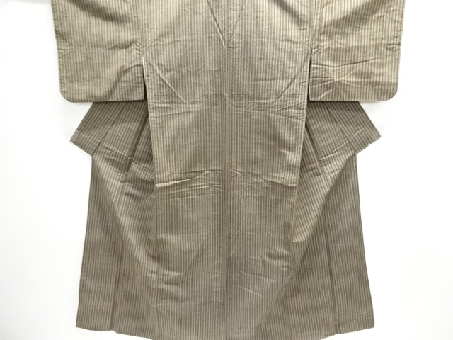 JAPANESE KIMONO / ANTIQUE KIMONO / SILK / TSUMUGI / WOVEN STRIPE